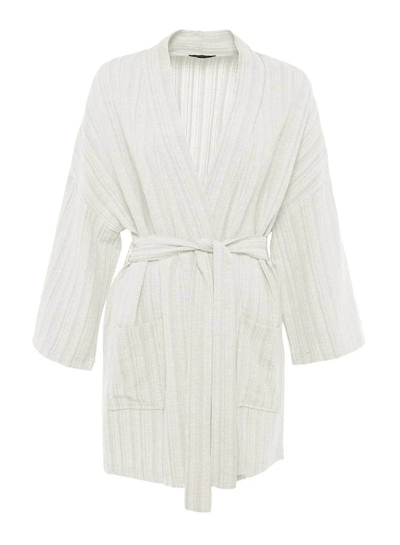 trendyol Belted Pocket Detail Kimono