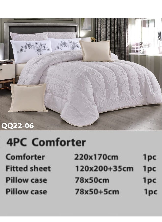 Moon Luxury Embroidered Jacquard Bedspread, 4 Pieces - Luxurious double bedspread with microfiber filling, 220 x 170 cm, fits a 200 x 120 cm bed - Luxurious embroidered jacquard duvet set - Elegant bridal bedspread - Soft and classic bedspreads  - Image 1