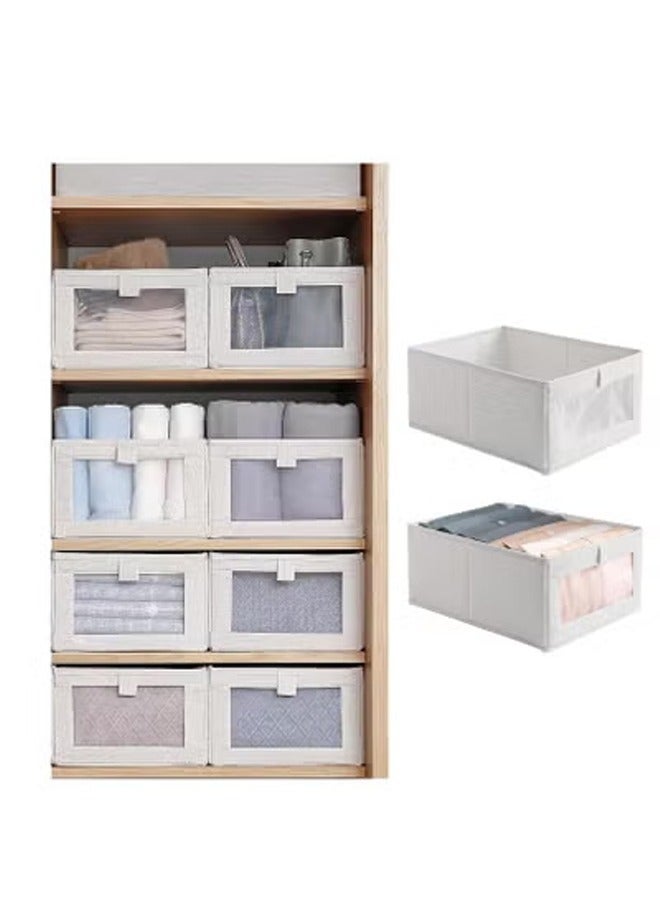 DUNISO 2 Pack Wardrobe Clothes Organizers, Foldable Drawer with Mesh Window and Handle, Closet Organizer and Storage for Clothing, Jeans, Leggings, Sweaters(Beige) - Image 1