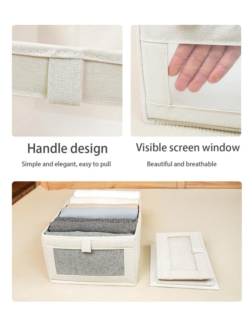 DUNISO 2 Pack Wardrobe Clothes Organizers, Foldable Drawer with Mesh Window and Handle, Closet Organizer and Storage for Clothing, Jeans, Leggings, Sweaters(Beige) - Image 3