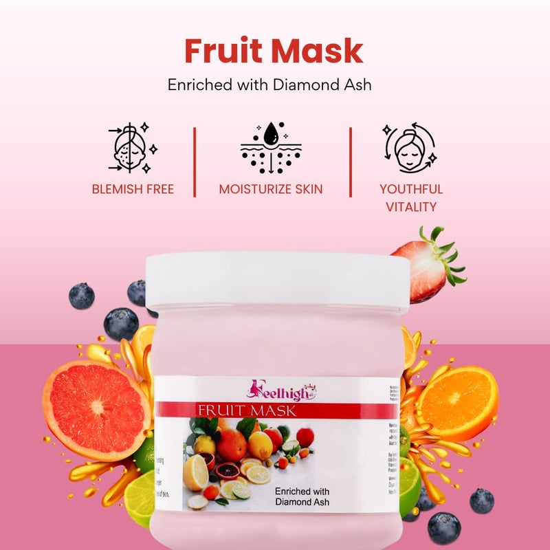FEELHIGH مجموعة تقشير الجسم Feelhigh لإزالة السمرة وترطيب مكثف مقشر وجه الجسم 500 مل قناع وجه بالفواكه 500 مل مجموعة للحصول على بشرة ناعمة وسلسة للرجال والنساء لجميع أنواع البشرة - Image 3