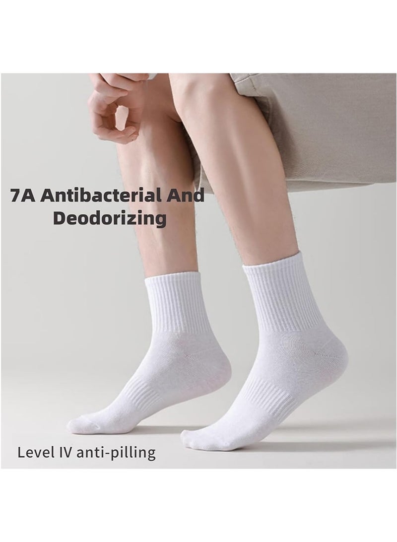 TAPIT 6 Pairs Solid Color Cotton Socks, Men's & Women's All-Season Thin Mid-Calf Socks, Business Casual Sports Socks, Moisture-Wicking Breathable Running Socks (Black&White&Grey, Mid-Calf) - Image 3