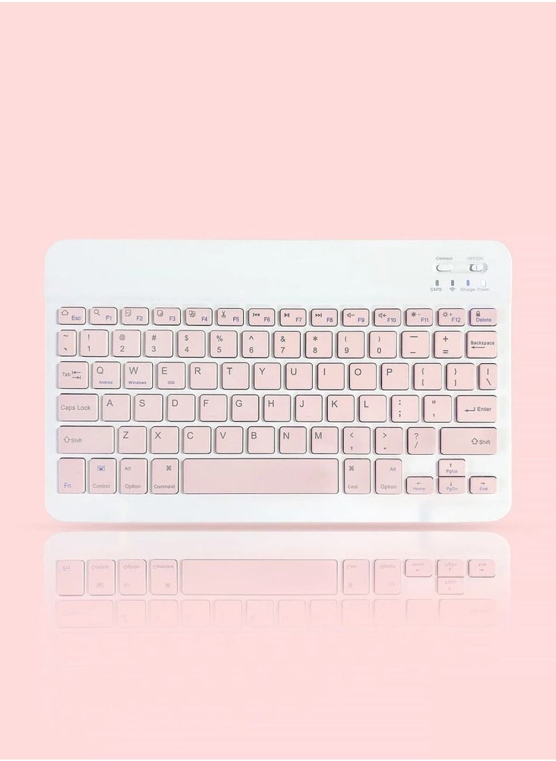 Yuwell Universal Portable Rechargeable Mini Wireless Keyboard And Wireless Mouse Combo For Tablet Mobile Phones iPhone IOS Android And Windows Phones Pink/White  - Image 2