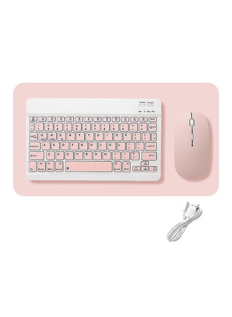 Yuwell Universal Portable Rechargeable Mini Wireless Keyboard And Wireless Mouse Combo For Tablet Mobile Phones iPhone IOS Android And Windows Phones Pink/White  - Image 1