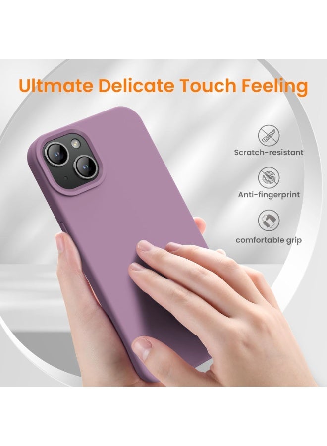 جراب متوافق مع iPhone 15، جراب سيليكون سائل، غطاء واقٍ كامل الجسم مقاوم للصدمات [بطانة ناعمة من الألياف الدقيقة]، جراب هاتف رفيع لهاتف iPhone 15 مقاس 6.1 بوصة، (أرجواني) - Image 3