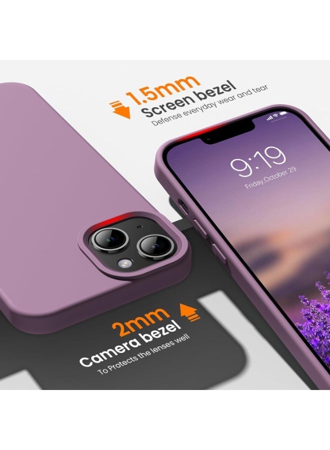 جراب متوافق مع iPhone 15، جراب سيليكون سائل، غطاء واقٍ كامل الجسم مقاوم للصدمات [بطانة ناعمة من الألياف الدقيقة]، جراب هاتف رفيع لهاتف iPhone 15 مقاس 6.1 بوصة، (أرجواني) - Image 2