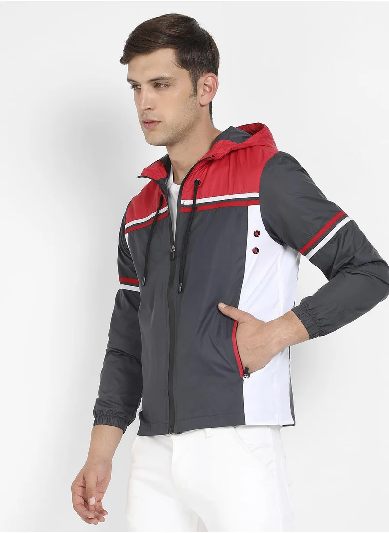 Campus Sutra Men's Multicolour Zip-Front Jacket With Insert Pocket