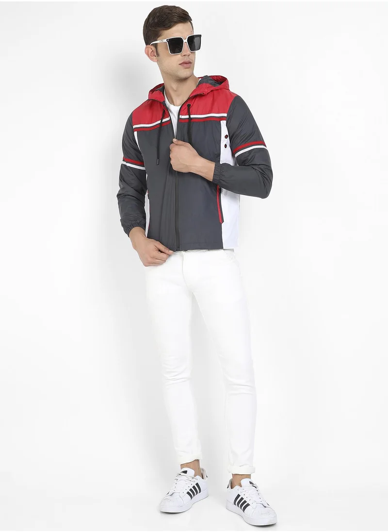 Campus Sutra Men's Multicolour Zip-Front Jacket With Insert Pocket