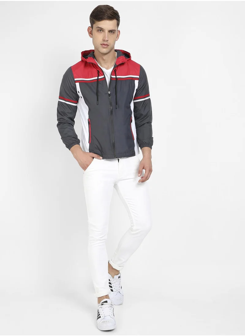 Campus Sutra Men's Multicolour Zip-Front Jacket With Insert Pocket