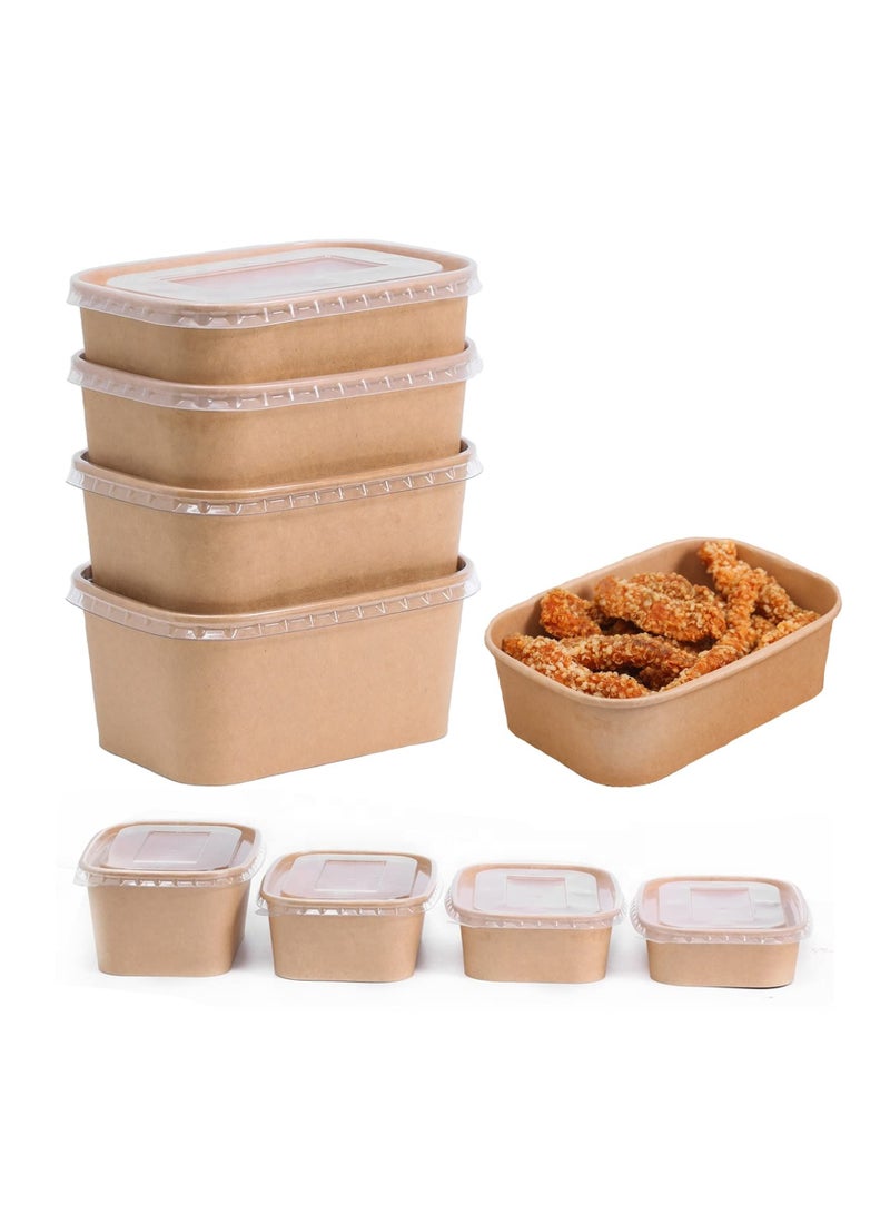 ProdelPak Rectangle Bowl Brown With PET Lid Pack of 20 - Image 2