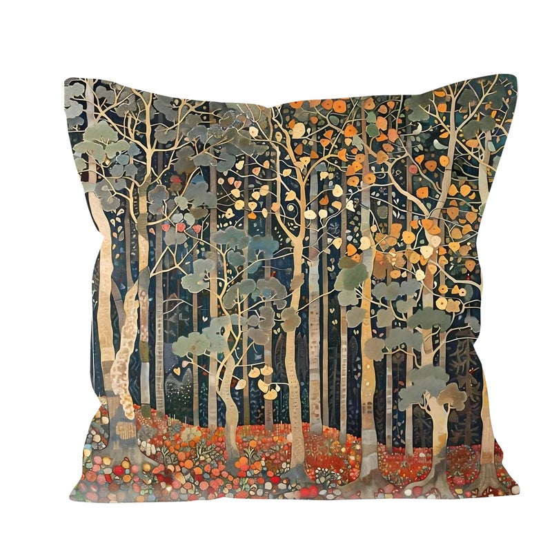 BUJSP Rustic Autumn Forest Pillow Covers 18x18 Double-Sided, Fall Home Room Decor, Vintage Botanical Nature William Morris Inspired Decorative Throw Pillow Covers for Home Bedroom Living Room - Image 1