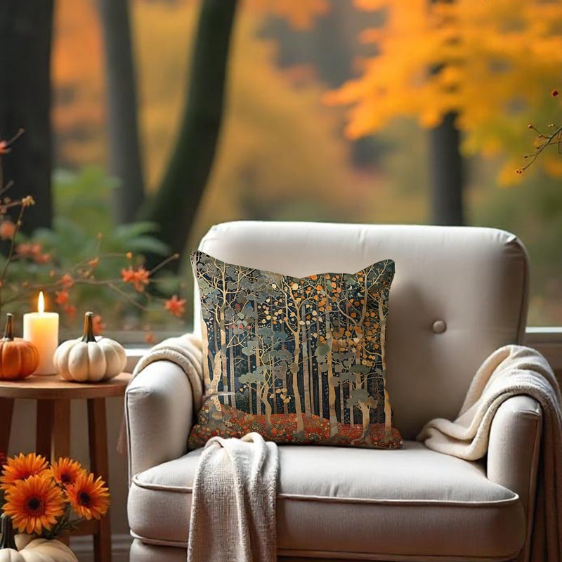 BUJSP Rustic Autumn Forest Pillow Covers 18x18 Double-Sided, Fall Home Room Decor, Vintage Botanical Nature William Morris Inspired Decorative Throw Pillow Covers for Home Bedroom Living Room - Image 5