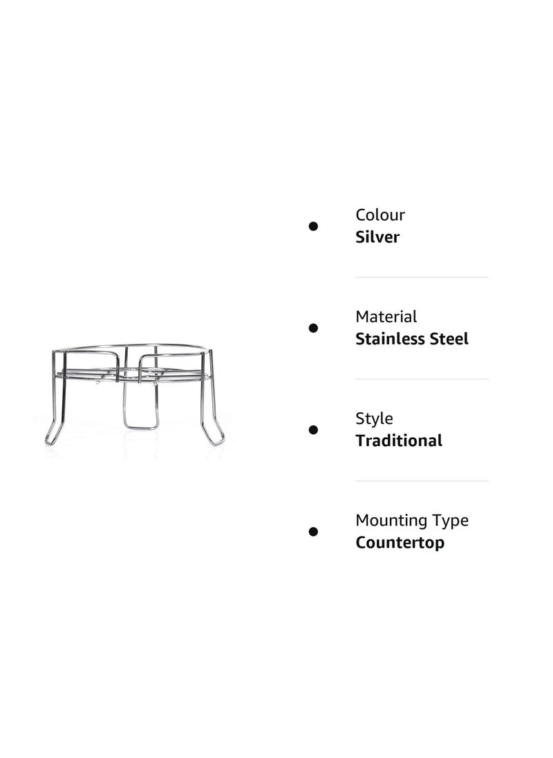 DHAVL Dhavl Heavy Stainless Steel Chrome Plated Fancy Water Matka and Pot Stand Matka Stand For Kitchen Silver Standard  - Image 2
