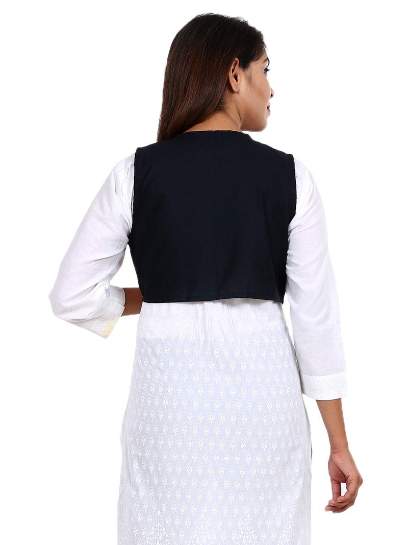 Craft Trade Cotton Blend Crop Ethnic Jacket For Women Cotton Half Sleeveless Waist Coat Garba Dandiya Traditional Rajasthani Embroidery Gujrati Kutchi Koti For Girls - Multicolor Size 34-38 Inches - Image 4