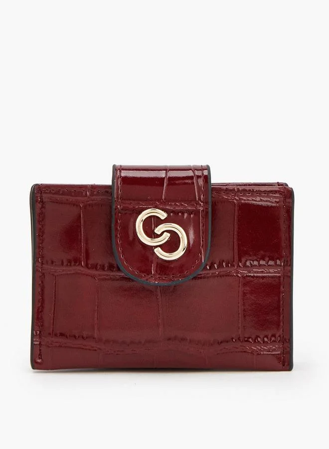 Textured Wallet With Button Flap
