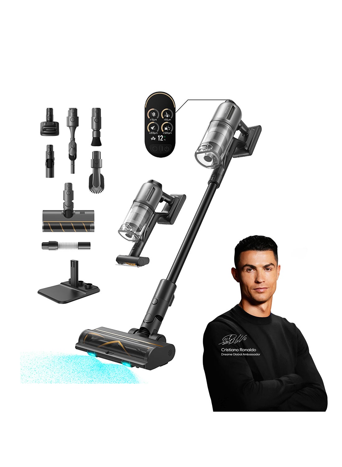 Dreame Z30 Cordless Stick Vacuum, 30000pa Suction, High-speed Motor, 855W, 90min Maximum Cleaning Time, HEPA H14 Filtration, Dust Reveal Technology, Pet Deshedding Tool, Multi-surface Vaccuming, Dirt Detection, Auto Suction Adjustment, Z30 black 440 W Z30 black