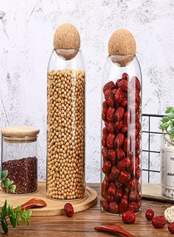 AKDC 2 Piece Cork Glass Glass Jars With Cork Lid Storage Jar Coffee Jar Glass Container With Ball Cork Round Glass Bottles With Cork Glass Canisters With Airtight Seal Wooden Lid(1300 Ml) - Image 4
