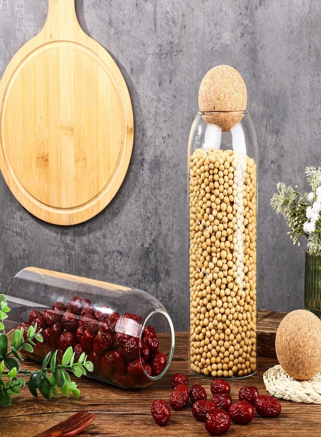 AKDC 2 Piece Cork Glass Glass Jars With Cork Lid Storage Jar Coffee Jar Glass Container With Ball Cork Round Glass Bottles With Cork Glass Canisters With Airtight Seal Wooden Lid(1300 Ml) - Image 5