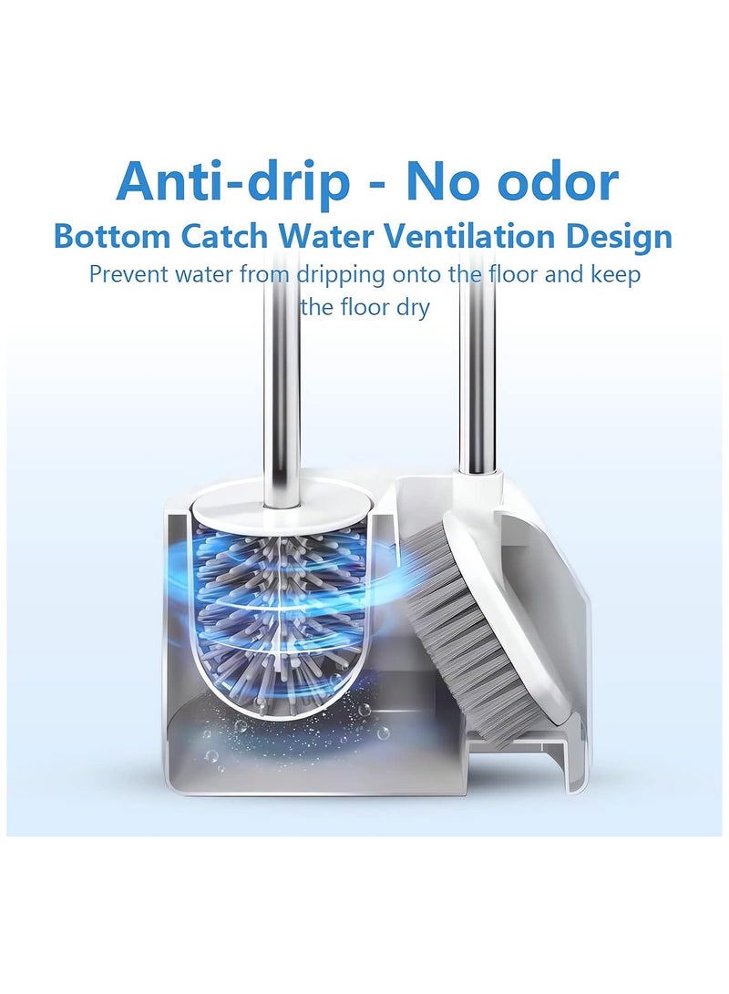 PYC Silicone Toilet Brushes with Holders, Toilet Bowl Cleaner Set for Cleaning Bathroom Rust-free & Non-slip Long Handled Toilet Brush with Holders Easy Storage - Image 3