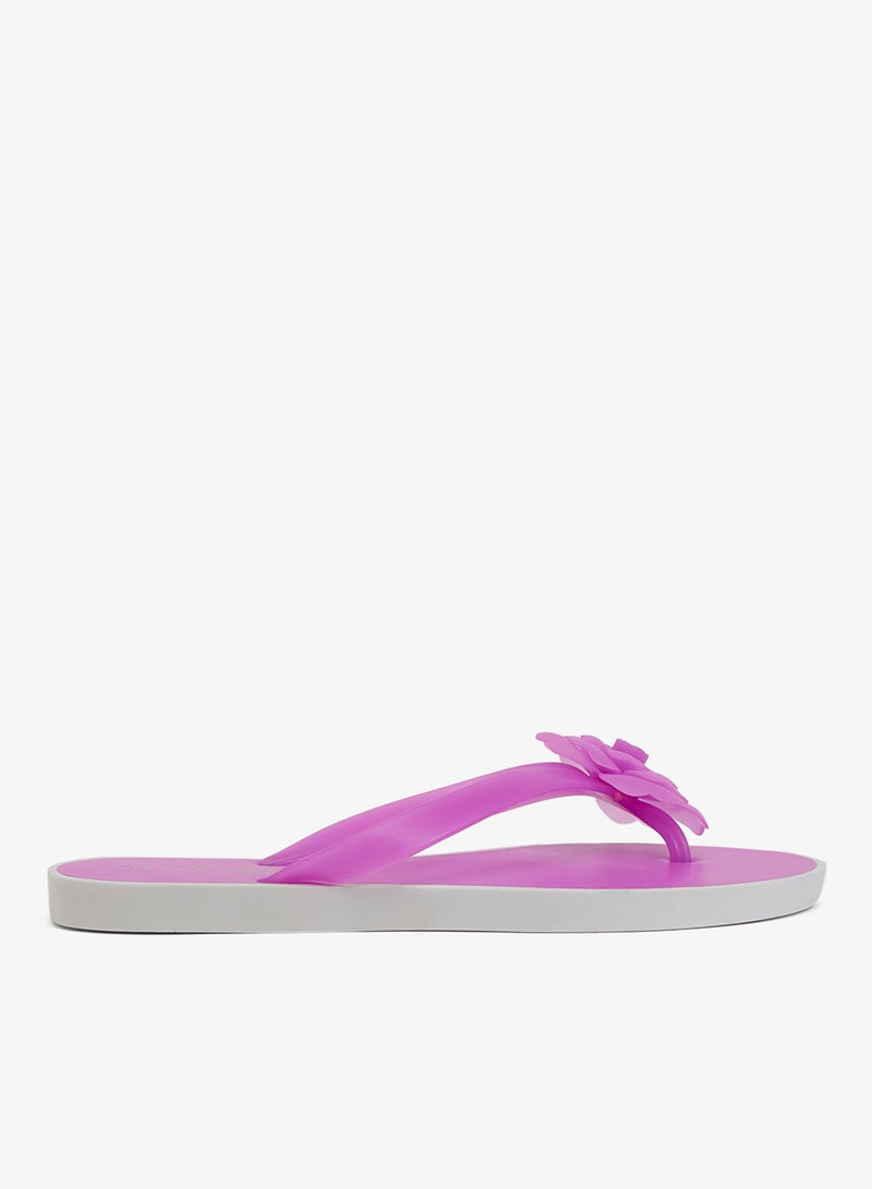 Spot-On Flip Flop With Flower Detail - Image 1