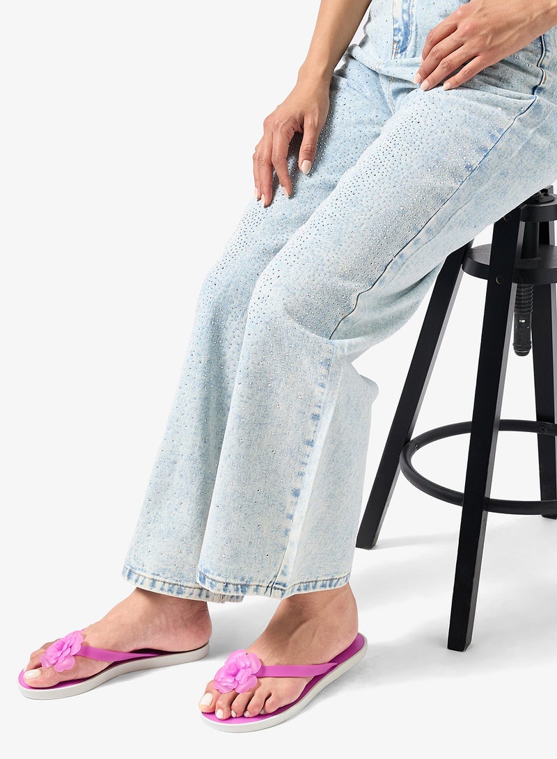 Spot-On Flip Flop With Flower Detail - Image 5
