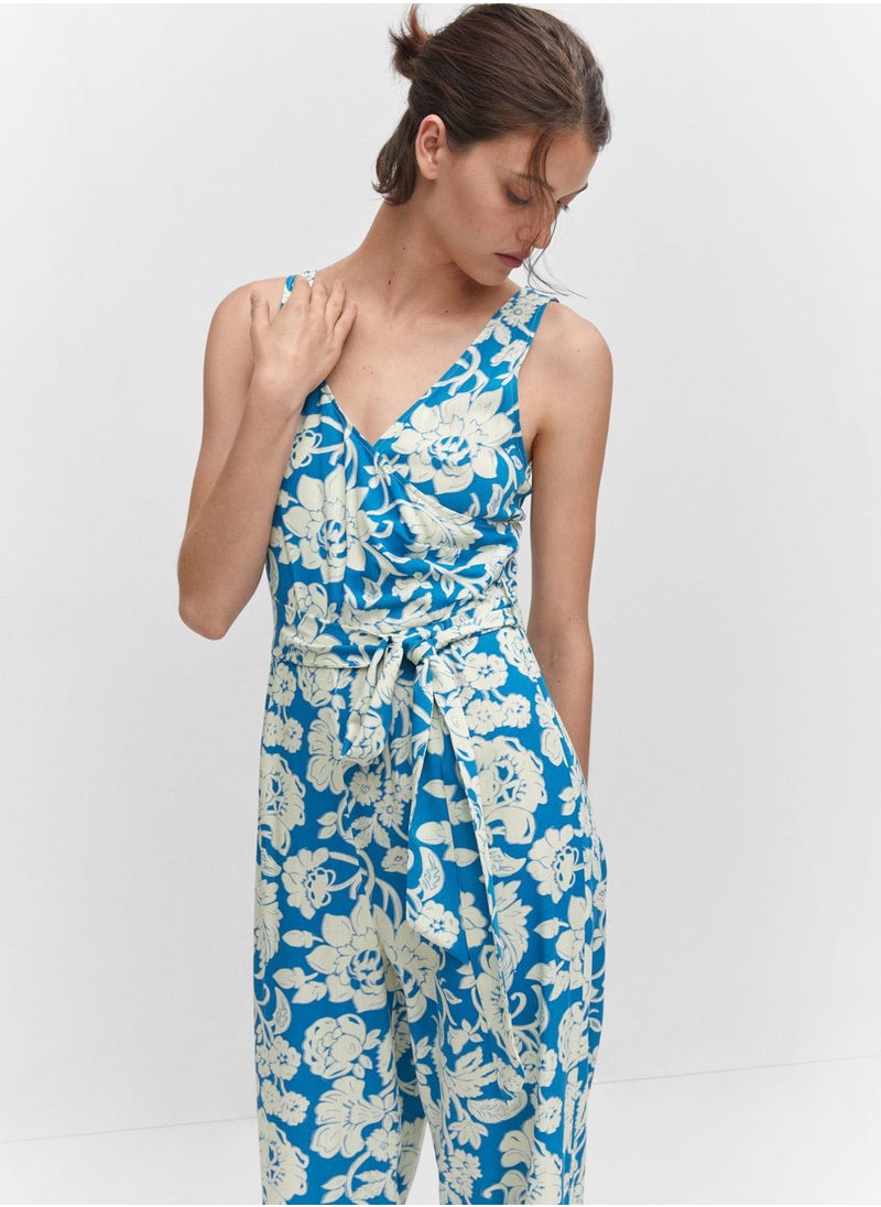 MANGO - Floral Printed One Piece Suit - Image 1