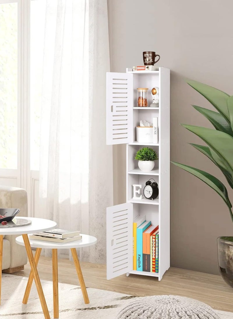 TPGP Bathroom Storage Cabinet, Floor Standing Display Cabinet, Home Storage Furniture Organizer Unit for Office Living Room Kitchen Entryway, White - Image 5
