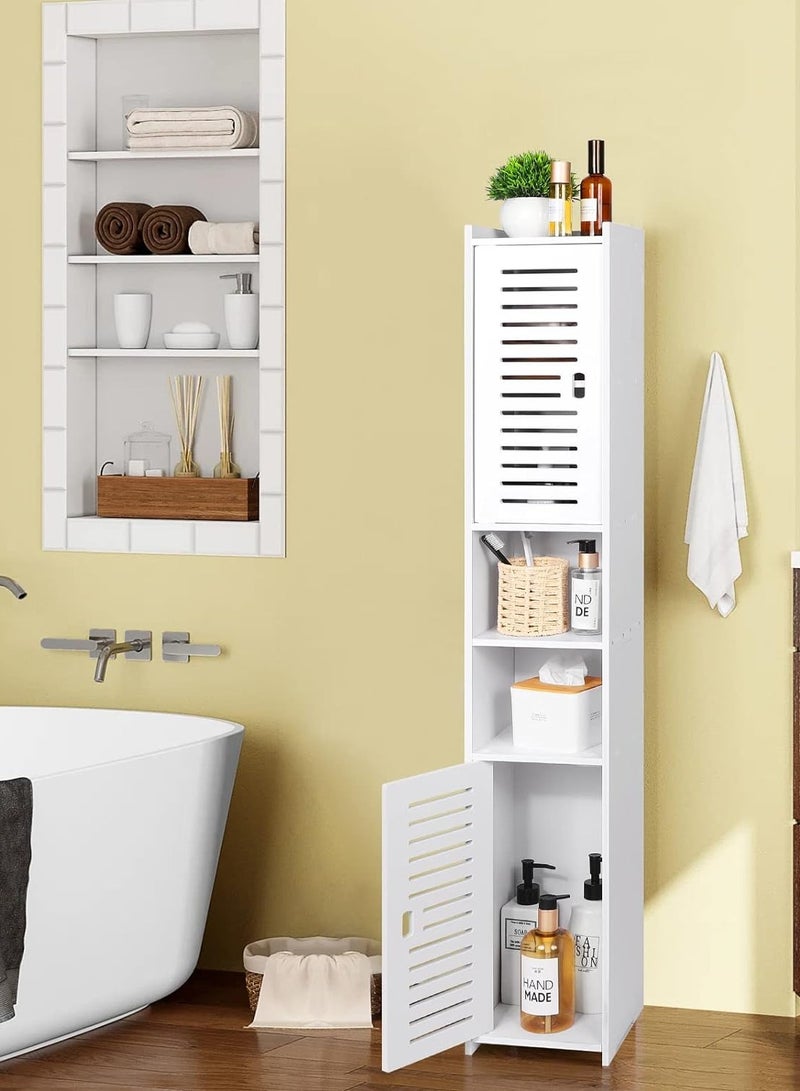 TPGP Bathroom Storage Cabinet, Floor Standing Display Cabinet, Home Storage Furniture Organizer Unit for Office Living Room Kitchen Entryway, White - Image 1
