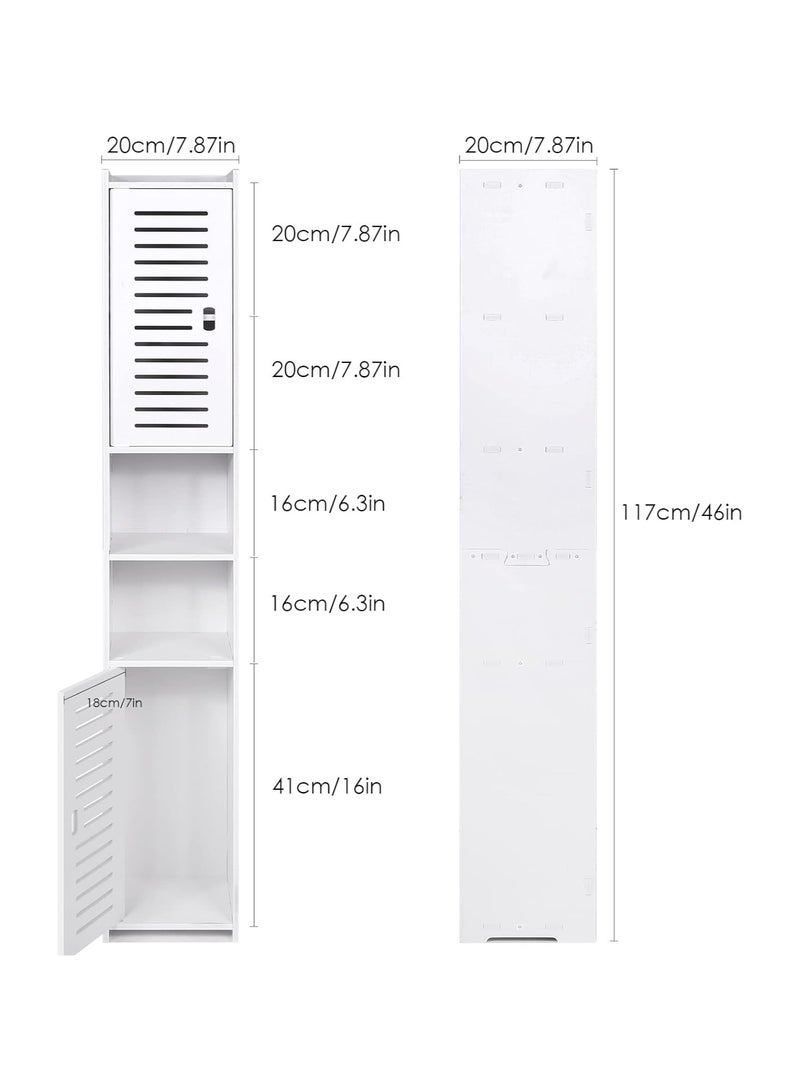 TPGP Bathroom Storage Cabinet, Floor Standing Display Cabinet, Home Storage Furniture Organizer Unit for Office Living Room Kitchen Entryway, White - Image 3