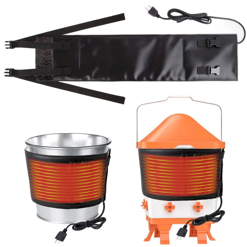 Mofuiry 7" WÃ—30" L Chicken Water Heater Belt Strap, Energy Saving Heated Poultry Coop Waterer Warmer with 6ft Cable for Prevent 2-5 Gal Bucket Freeze in Extremely Cold Winter,Auto Temp Control& Easy Install - Image 1
