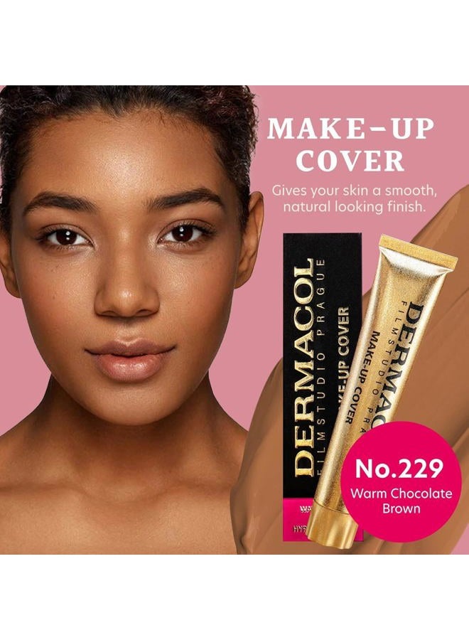 Dermacol Full Coverage Foundation | Long Lasting Waterproof Makeup Cover Cream SPF30 | Hypoallergenic & Light Weight Liquid | Tattoo, Acne, Spots, Under-eye Skin Cover-up | 229, 30g - Image 3