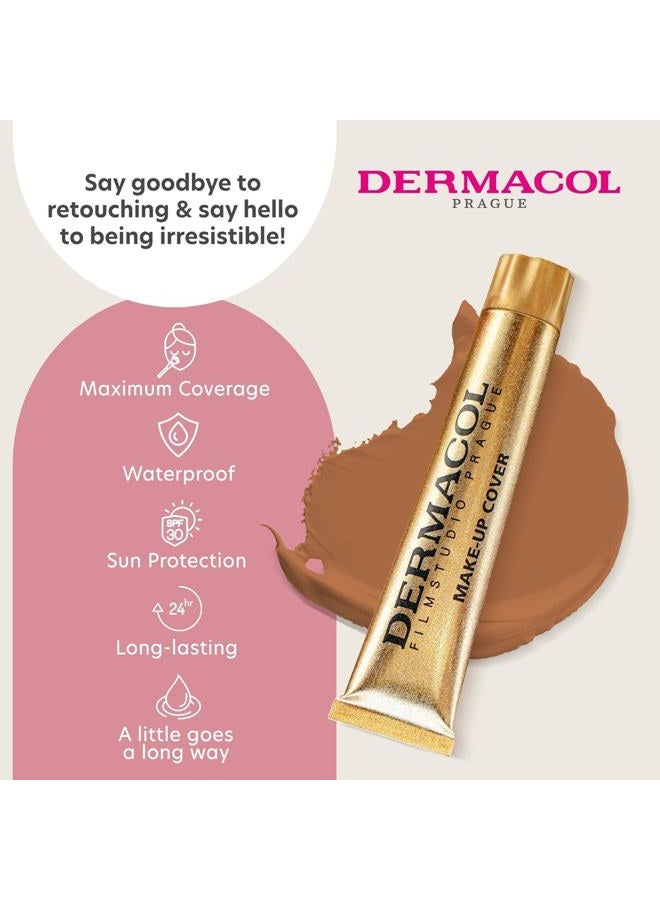 Dermacol Full Coverage Foundation | Long Lasting Waterproof Makeup Cover Cream SPF30 | Hypoallergenic & Light Weight Liquid | Tattoo, Acne, Spots, Under-eye Skin Cover-up | 229, 30g - Image 4