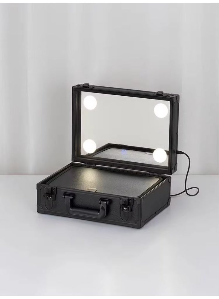 حقيبة مكياج للسفر، حقيبة مستحضرات تجميل مع مرآة مضيئة، حقيبة تنظيم أدوات المكياج المحمولة مع فواصل قابلة للتعديل - Image 2