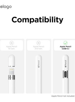 Elago Classic Pencil Case compatible with Apple Pencil USB-C Cover Sleeve, Classic Design Compatible with Magnetic Charging - Black Silver  - Image 2