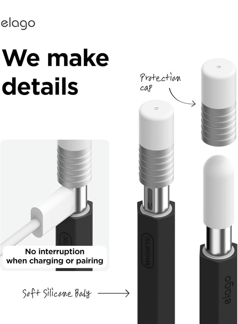 Elago Classic Pencil Case compatible with Apple Pencil USB-C Cover Sleeve, Classic Design Compatible with Magnetic Charging - Black Silver - Image 3