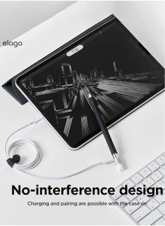 Elago Classic Pencil Case compatible with Apple Pencil USB-C Cover Sleeve, Classic Design Compatible with Magnetic Charging - Black Silver  - Image 5