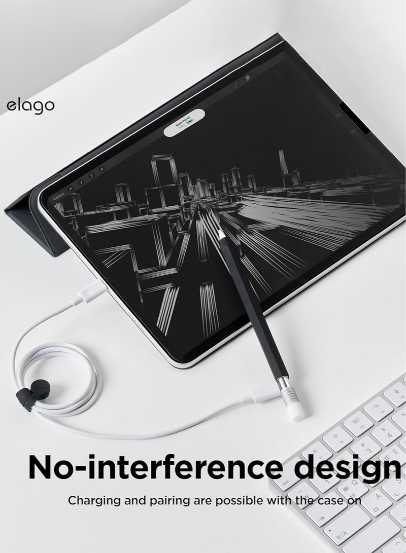 Elago Classic Pencil Case compatible with Apple Pencil USB-C Cover Sleeve, Classic Design Compatible with Magnetic Charging - Black Silver - Image 5
