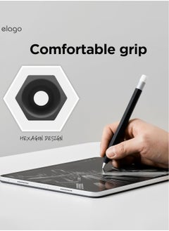 Elago Classic Pencil Case compatible with Apple Pencil USB-C Cover Sleeve, Classic Design Compatible with Magnetic Charging - Black Silver  - Image 4
