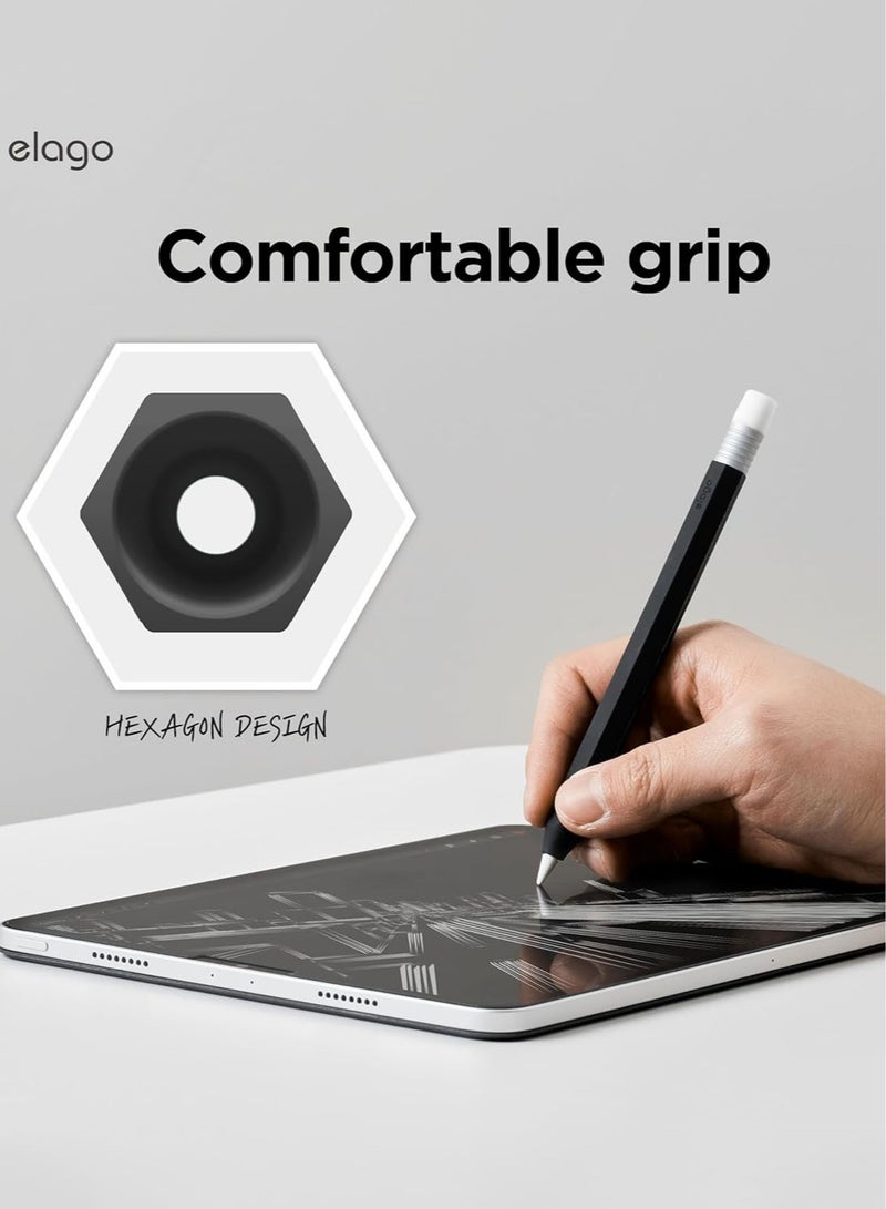 Elago Classic Pencil Case compatible with Apple Pencil USB-C Cover Sleeve, Classic Design Compatible with Magnetic Charging - Black Silver - Image 4