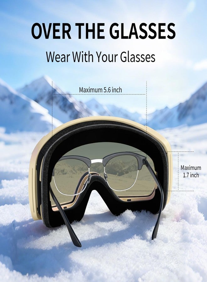 Veltuno Ski Goggles for Men Women Adult & Youth, OTG Snowboard Goggles Anti Fog, Snow Goggles UV Protection Wide Vision (Yellow Frame/Revo Golden Lens (vlt 13.0%)) - Image 4