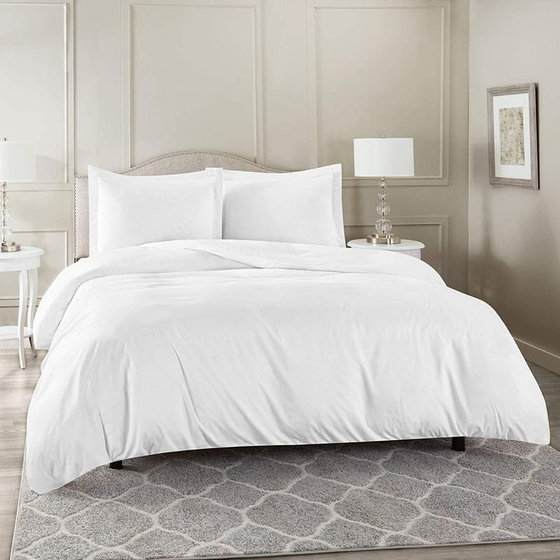 SEM B GRA - King Size rajai Cover Double Bed Cotton King Size Duvet Cover II Comforter Cover II Razai Cover II (Dohars) / Quilt Cover for Double Bed with Zipper (102x110 Inch)-White Solid - Image 1