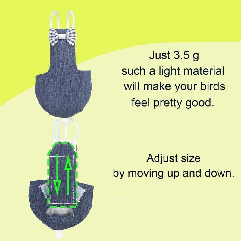 VANTRONIK VANFAVORI Bird Diaper Harness Flight Suit Clothes with 80 Inch Flying Leash for Parrots Cockatiel Pet Birds, Denim Blue, S Size, Including A Cotton Pad - Image 4