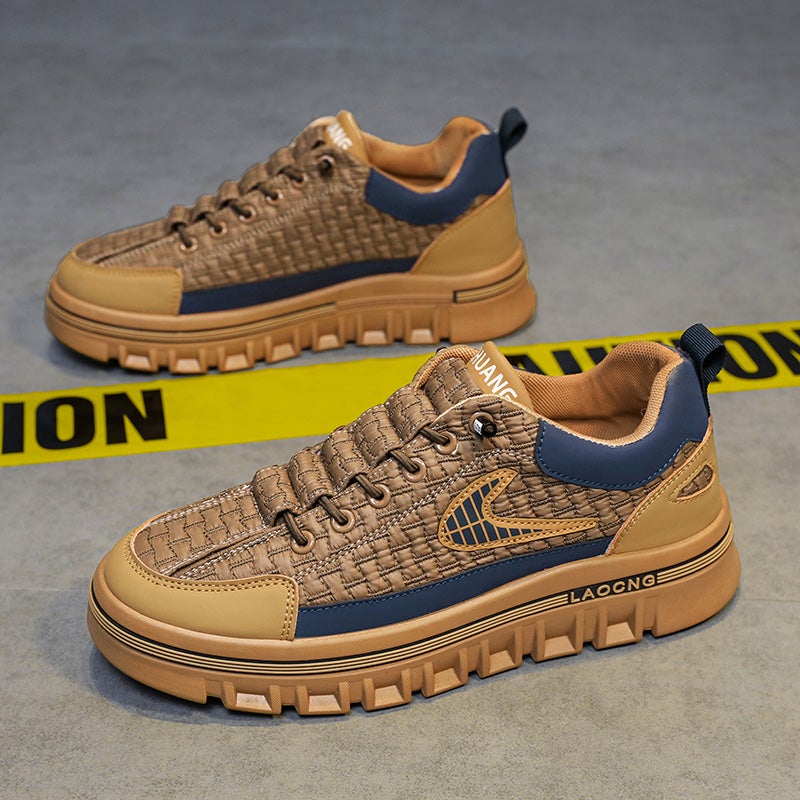 Men'S Shoes Winter 2023 New Thick-Soled Casual Board Shoes Men'S Working Leather Shoes Sports Trendy Shoes Junior Boys Thick-Soled - Image 4