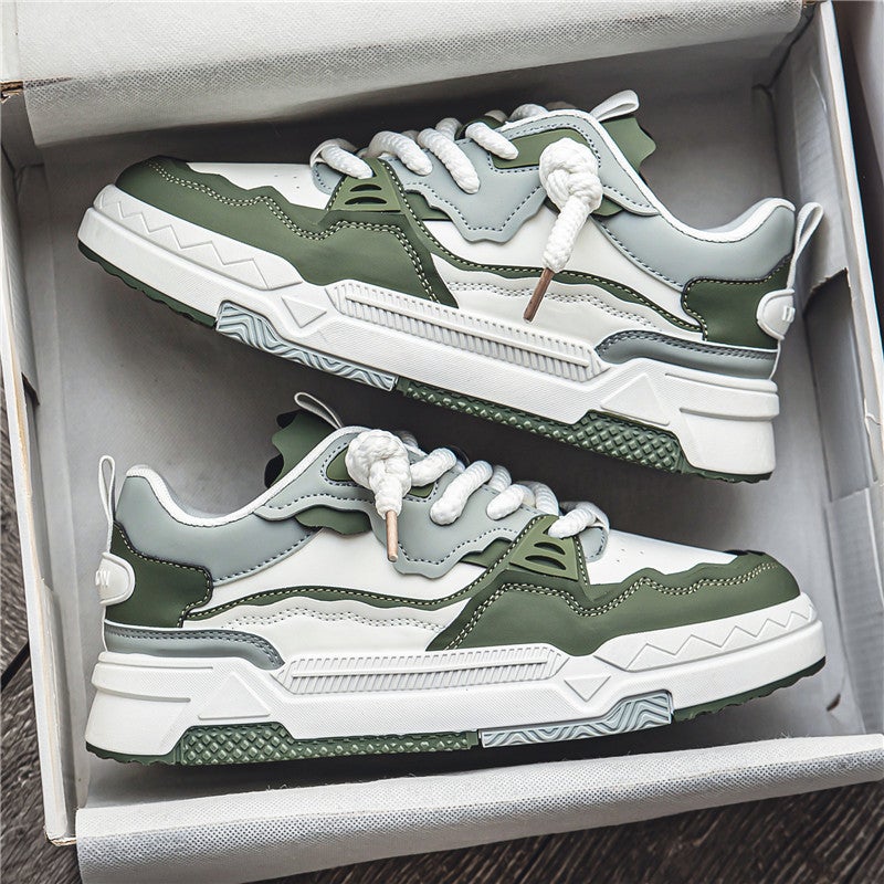 Men'S Shoes Winter 2023 New Thick-Soled Casual Board Shoes Men'S Working Leather Shoes Sports Trendy Shoes Junior Boys Thick-Soled - Image 1