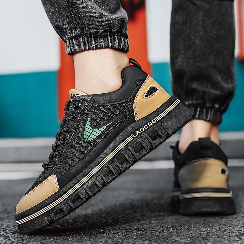 Men'S Shoes Winter 2023 New Thick-Soled Casual Board Shoes Men'S Working Leather Shoes Sports Trendy Shoes Junior Boys Thick-Soled - Image 5