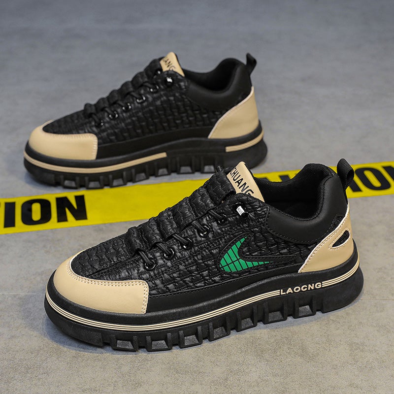 Men'S Shoes Winter 2023 New Thick-Soled Casual Board Shoes Men'S Working Leather Shoes Sports Trendy Shoes Junior Boys Thick-Soled - Image 2