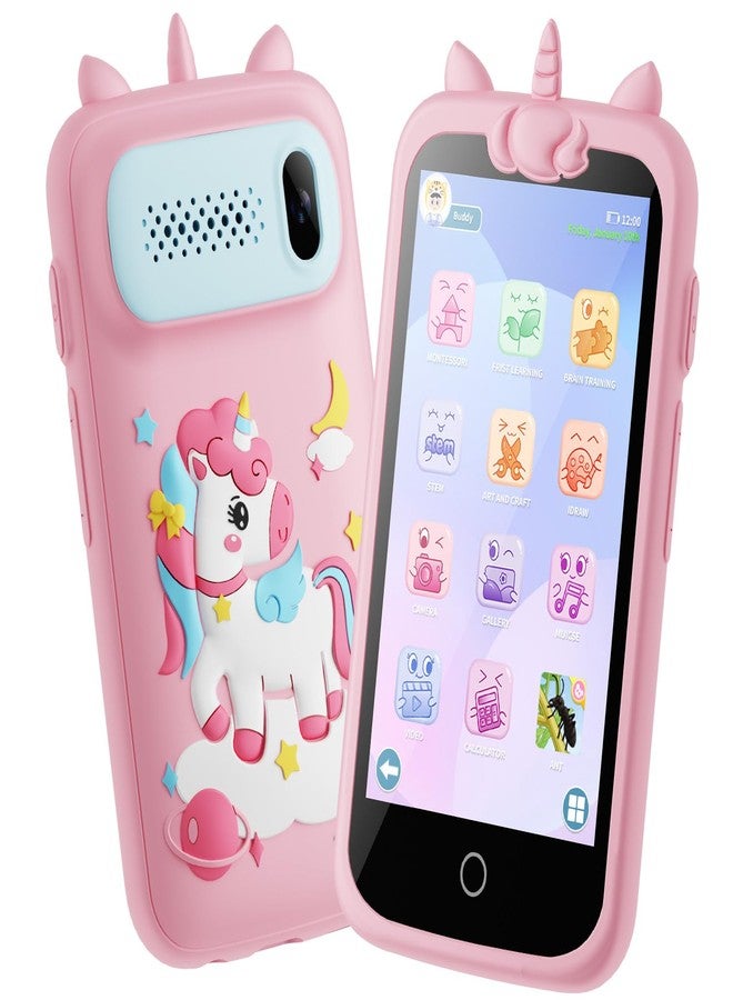 E teacher Kids Smart Phone for Girls Toys, 3.97" Touchscreen Kids Cell Phone , Christmas Birthday Gifts for Girls Age 3-12, Toddler Learning Play Toy Phone, 8GB Card Pink - Image 1
