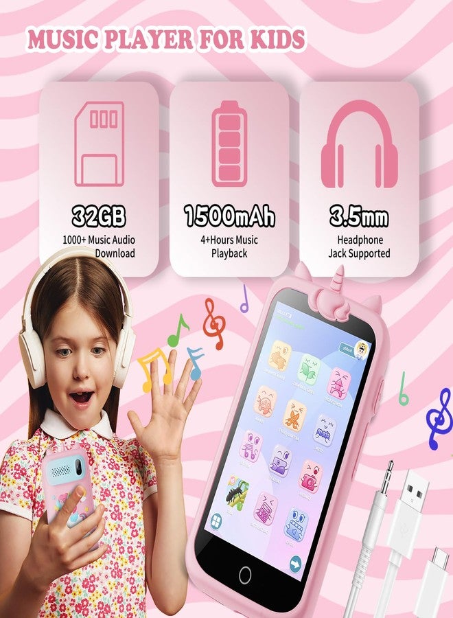 E teacher Kids Smart Phone for Girls Toys, 3.97" Touchscreen Kids Cell Phone , Christmas Birthday Gifts for Girls Age 3-12, Toddler Learning Play Toy Phone, 8GB Card Pink - Image 4