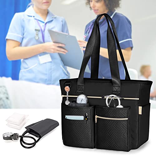 Fasrom Nurse Tote Bag for Work Nurses with Laptop Sleeve, Home Health Clinical Bag for Nursing Students and Medical Assistant, Black (Patent Pending) - Image 3