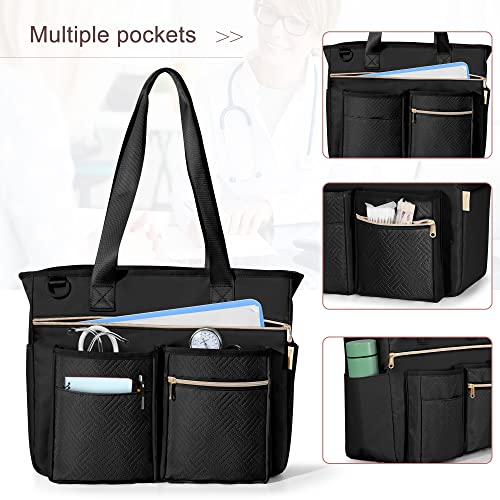 Fasrom Nurse Tote Bag for Work Nurses with Laptop Sleeve, Home Health Clinical Bag for Nursing Students and Medical Assistant, Black (Patent Pending) - Image 5